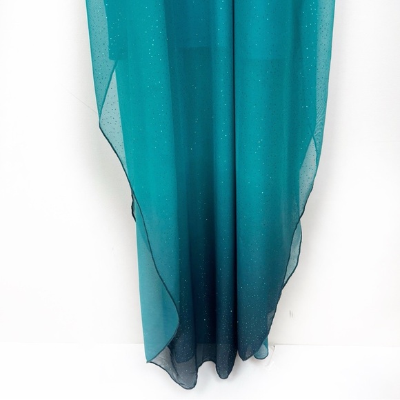 Venus Halter Neck Ombré Sheer Maxi Dress Glitter Fairycore Large Green Sparkly L - Picture 6 of 16